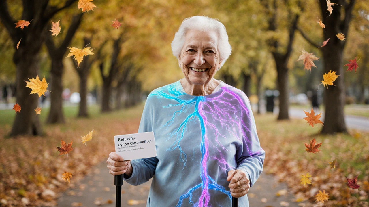 Pacient srdcového onemocnění se bezpečně pohybuje v parku po rehabilitaci.