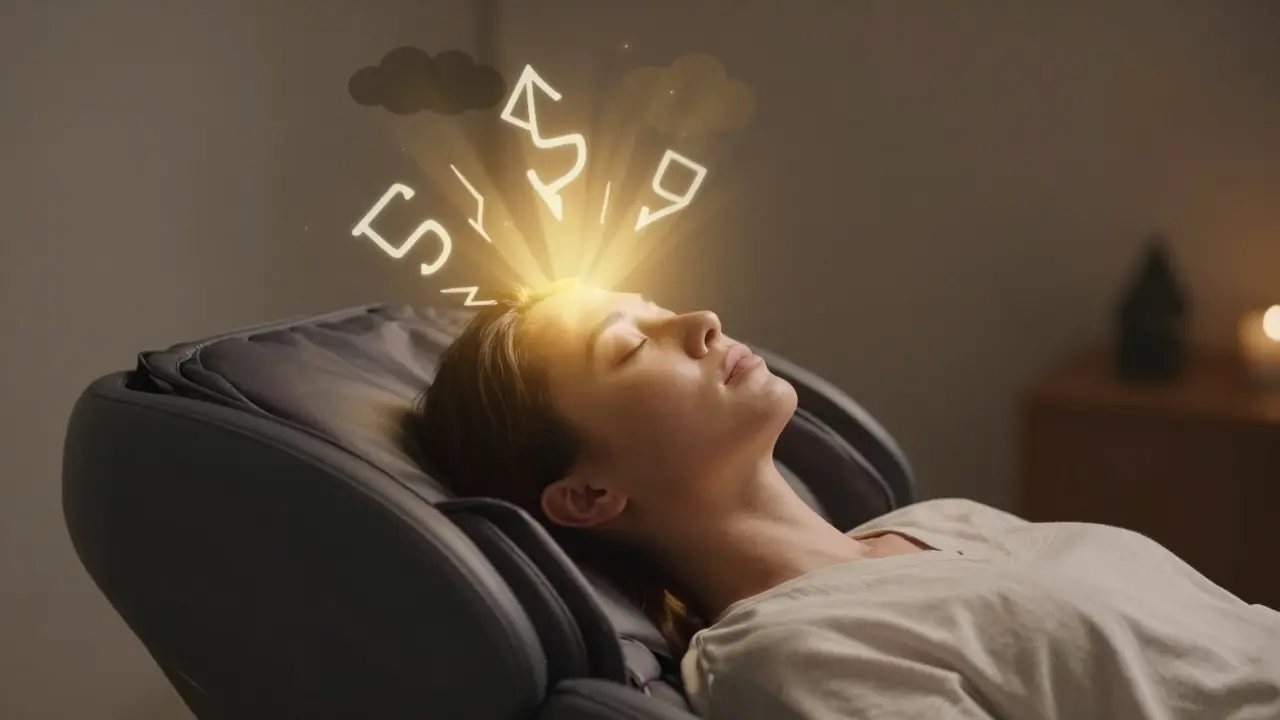 Klient usnul během masáže, zatímco napětí z hlavy postupně mizí.