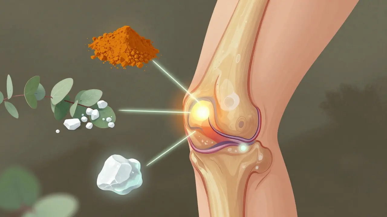 Přehled kolenního kloubu s přírodními látkami a zvýšeným krevním oběhem.