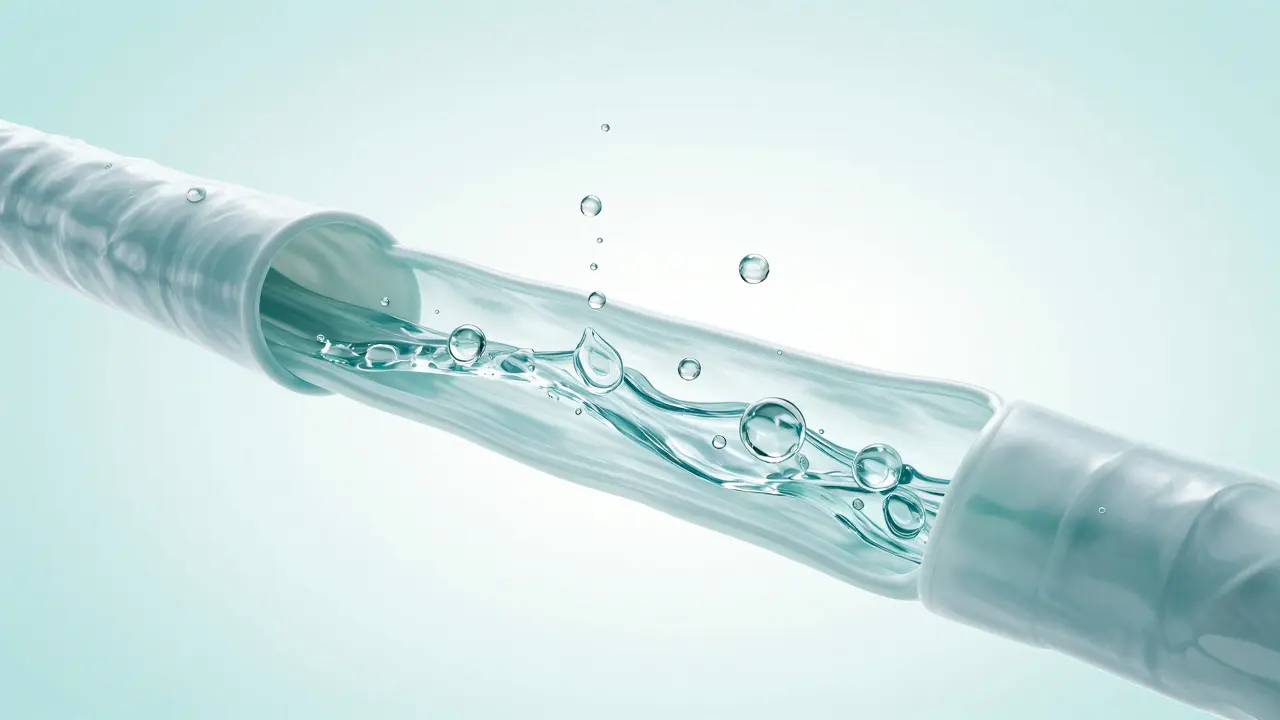 Abstraktní vizualizace toku lymfy a hydratace těla
