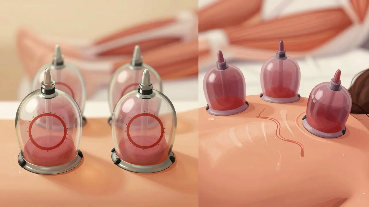 Ilustrace rozdílu mezi statickou a dynamickou vakuoterapií