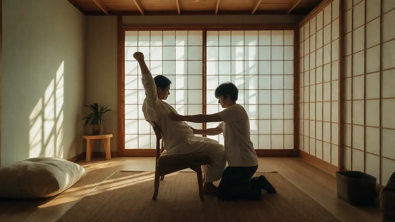Klidná atmosféra místnosti pro shiatsu terapii