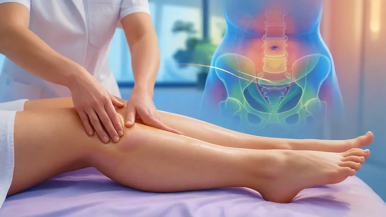 Terapeutická masáž nohou s vizualizací regenerace tkání po porodu