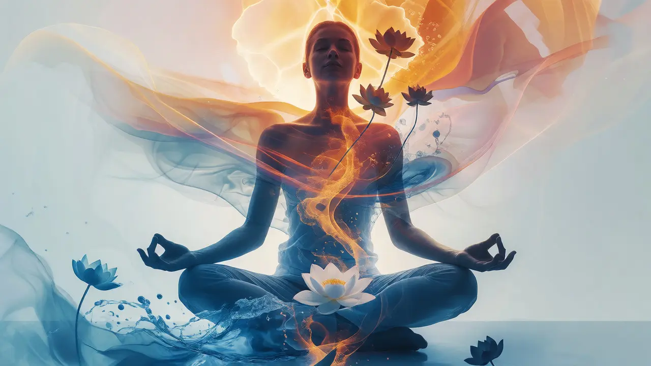 Konceptuální ilustrace duševní pohody a meditace po masáži